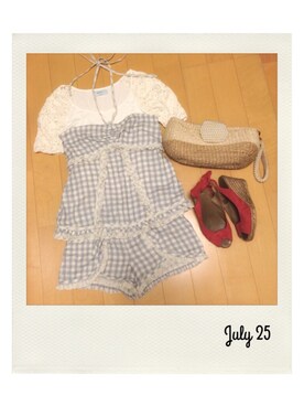 「JUICY COUTURE（ジューシークチュール）のセットアップ（その他、ブルー系）」を使った、marbleさん（レディース・158cm）の夏コーディネート