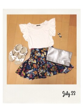 「marble accessoriesのStar&Bijouピアス（ピアス（両耳用）、シルバー系）」を使った、marbleさん（レディース・158cm）の夏コーディネート