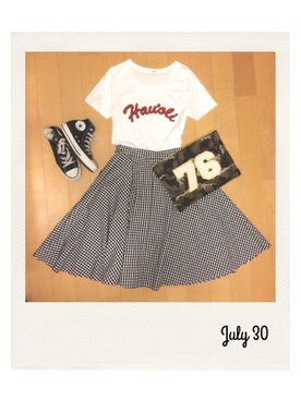 「B:MING by BEAMS（ビーミングバイビームス）のビーミング by ビームス / さがら刺繍クラッチバッグ（クラッチバッグ、その他）」を使った、marbleさん（レディース・158cm）の夏コーディネート