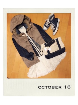 「Engineered Garments（エンジニアードガーメンツ）のアイテム（ジャケット/アウター）」を使った、marbleさん（レディース・158cm）の秋コーディネート