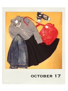 「CONVERSE（コンバース）のCONVERSE CVS ALL STAR HI（スニーカー、ブラック系）」を使った、marbleさん（レディース・158cm）の秋コーディネート