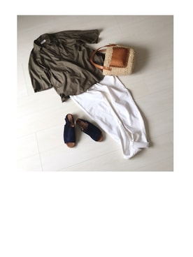 「GAIMO（ガイモ）のアイテム（サンダル、ブルー系）」を使った、marbleさん（レディース・158cm）の夏コーディネート