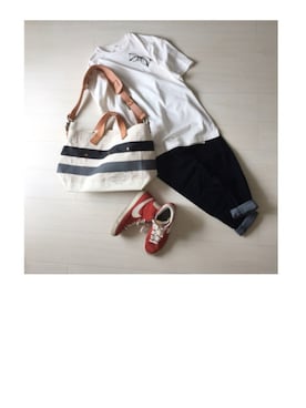 「NIKE（ナイキ）のスニーカー（スニーカー、レッド系）」を使った、marbleさん（レディース・158cm）の夏コーディネート