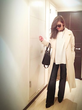「白コート」｜「アイテム（その他）」を使った、miyakoさん（レディース・159cm）の冬コーディネート