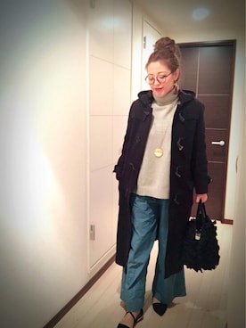 「メガネ女子」｜「アイテム（ダッフルコート）」を使った、miyakoさん（レディース・159cm）の冬コーディネート