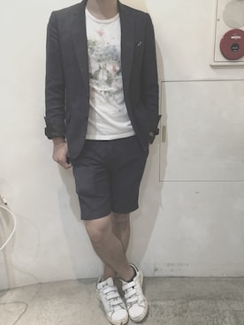 「仕事コーデ」｜「アイテム（セットアップ）」を使った、uccさん（メンズ・172cm）の夏コーディネート