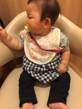 「アイテム（ロンパース、ブラック系）」を使った、koko◡̈⃝さん（キッズ・80cm）の春コーディネート