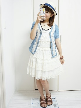 「NOMBRE IMPAIR（ノンブルアンペール）のアイテム（帽子）」を使った、nao_mamekoさん（レディース・152cm）の夏コーディネート