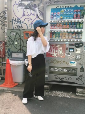 「シアタープロダクツ(THEATRE PRODUCTS)」｜「アイテム（キャップ）」を使った、yukaさん（レディース・148cm）の春コーディネート