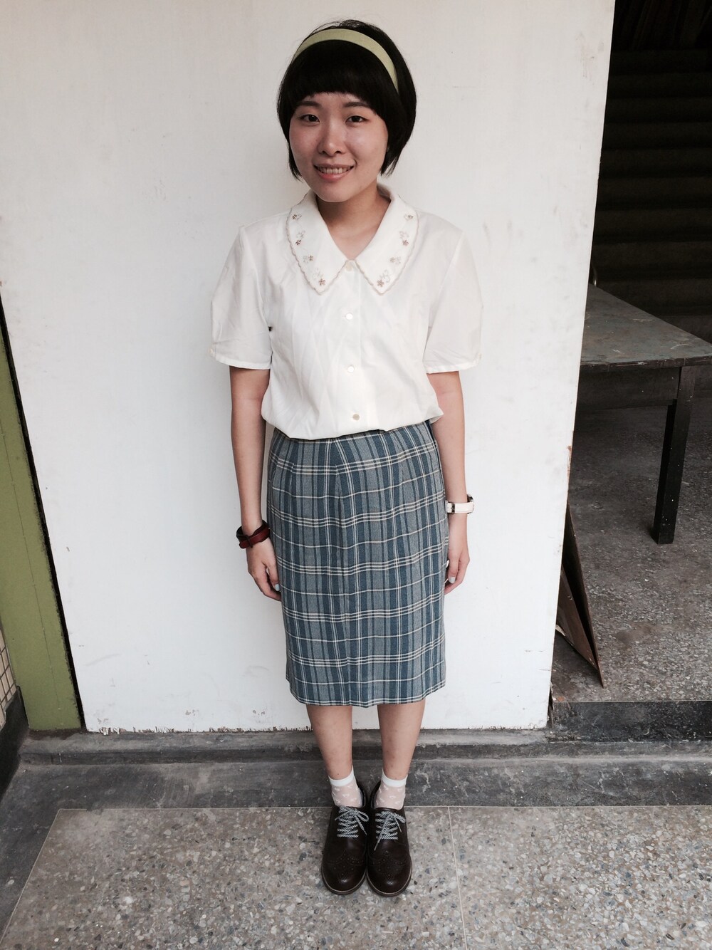 「vintage、WEGO、50%、short hair、Taiwan、girl」｜「WEGOのアイテム（ソックス/靴下、ホワイト系）」を使った、ファン💡さん（レディース・163cm）の秋コーディネートの1枚目の写真
