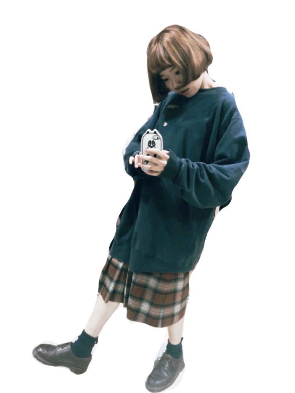 「Champion、古着、Dr.Martens」｜「Championのアイテム（その他トップス、ブルー系）」を使った、ファン💡さん（レディース・163cm）の冬コーディネートの1枚目の写真