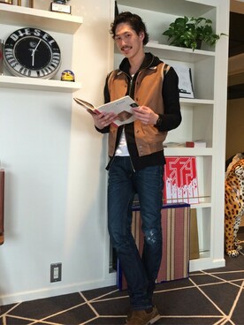 「DIESEL（ディーゼル）のアイテム（ブルゾン）」を使った、HASHIGAMIさん（メンズ・187cm）の冬コーディネート