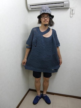 「ハンドメイドニット」｜フリスタさん（メンズ・173cm）の夏コーディネート
