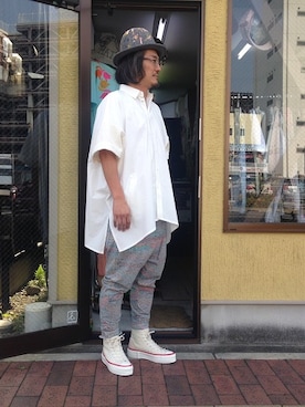 「MIFUNE（ミフネ）のアイテム（帽子）」を使った、フリスタさん（メンズ・173cm）の夏コーディネート