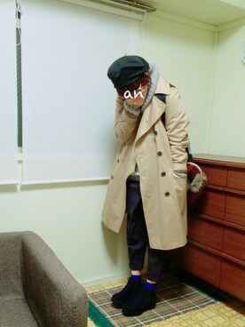 「変形パンツ」｜「アイテム（ジャケット/アウター）」を使った、anさん（レディース・155cm）の冬コーディネート