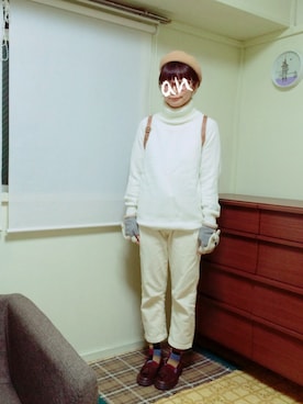 「KU U.S.A（クウ）のアイテム」を使った、anさん（レディース・155cm）の冬コーディネート