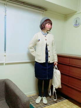 「BLUE BLUE（ブルーブルー）のアイテム（オールインワン・サロペット）」を使った、anさん（レディース・155cm）の春コーディネート