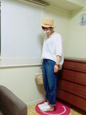 「And A（アンドエー）のアイテム（帽子）」を使った、anさん（レディース・155cm）の夏コーディネート