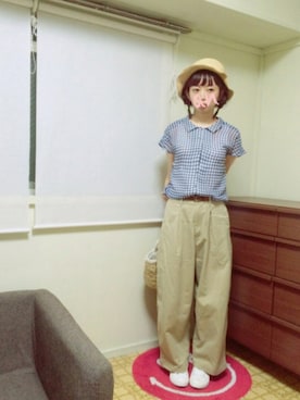 「And A（アンドエー）のアイテム（帽子）」を使った、anさん（レディース・155cm）の夏コーディネート