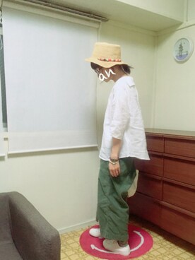 「And A（アンドエー）のアイテム（帽子）」を使った、anさん（レディース・155cm）の夏コーディネート
