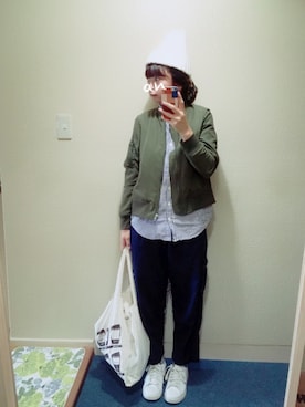 「SEVENDAYS=SUNDAY（セブンデイズサンデイ）のアイテム（MA-1）」を使った、anさん（レディース・155cm）の秋コーディネート