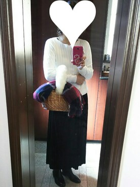 「コットンカシミヤワイドリブセーター」｜Jasmine♡さん（レディース・160cm）の秋コーディネート