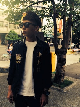 「fuct（ファクト）のアイテム（その他アウター）」を使った、王品翰さん（メンズ・169cm）の秋コーディネート