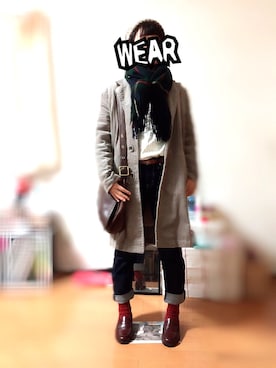 「ハイネックトップス」｜「アイテム（チェスターコート）」を使った、おさん（レディース・153cm）の冬コーディネート