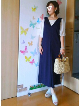 「ROPE' PICNIC（ロペピクニック）のアイテム（サロペット/オーバーオール）」を使った、mintoさん（レディース・155cm）の夏コーディネート