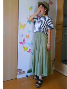 「AIGLE（エーグル）のアイテム（帽子）」を使った、mintoさん（レディース・155cm）の夏コーディネート
