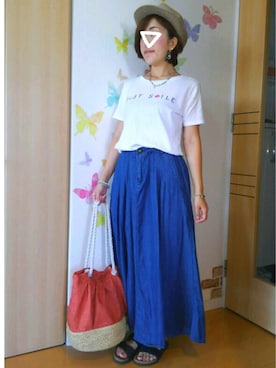 「AIGLE（エーグル）のアイテム（帽子）」を使った、mintoさん（レディース・155cm）の夏コーディネート