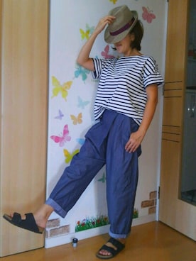 「AIGLE（エーグル）のアイテム（帽子）」を使った、mintoさん（レディース・155cm）の夏コーディネート