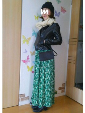 「NATURAL BEAUTY BASIC（ナチュラルビューティーベーシック）のアイテム（ライダースジャケット）」を使った、mintoさん（レディース・155cm）の秋コーディネート