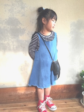 「フリンジ」｜「アイテム（オールインワン・サロペット）」を使った、➵maaachannn➵さん（キッズ・100cm）の春コーディネート