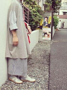 「SHAUN SAMSON（ショーンサムソン）のアイテム」を使った、岡 純平さん（メンズ・175cm）の春コーディネート