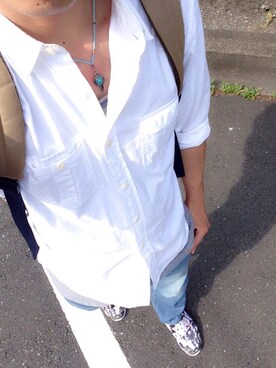 「GAP（ギャップ）のアイテム（バックパック/リュック）」を使った、　とまとさん（メンズ・170cm）の春コーディネート