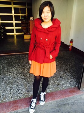 「skirt」｜「アイテム（ダッフルコート）」を使った、GreenWuさん（レディース・156cm）の冬コーディネート
