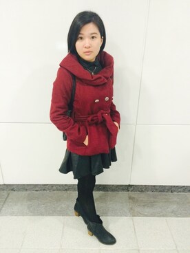 「5（ファイブ）のアイテム（ブーティ）」を使った、GreenWuさん（レディース・156cm）の冬コーディネート
