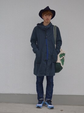 「Johnbull（ジョンブル）のアイテム（ステンカラーコート）」を使った、ナカムラコウキさん（メンズ・173cm）の春コーディネート