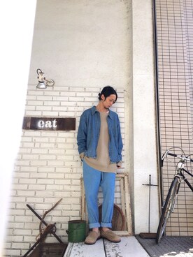 デニムジャケットを使った ロング丈カットソー のメンズ人気ファッションコーディネート Wear