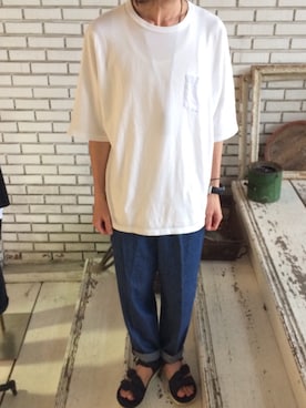 「ポケットＴシャツ」｜「アイテム（トップス）」を使った、eat_cameさん（メンズ・180cm）の夏コーディネート