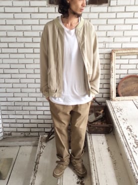 「ノーカラージャケット」｜「アイテム（ブルゾン）」を使った、eat_cameさん（メンズ・180cm）の秋コーディネート