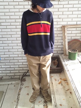 「POLO RALPH LAUREN（ポロ ラルフ ローレン）のアイテム（ニット/セーター）」を使った、eat_cameさん（メンズ・180cm）の秋コーディネート