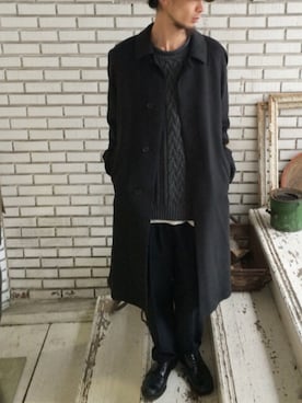 「ケーブルニット」｜「アイテム（トレンチコート）」を使った、eat_cameさん（メンズ・180cm）の秋コーディネート