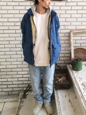「80s」｜「アイテム（ダウンジャケット/コート）」を使った、eat_cameさん（メンズ・180cm）の冬コーディネート