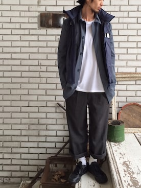 「アイテム（ダウンベスト）」を使った、eat_cameさん（メンズ・180cm）の春コーディネート