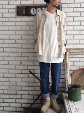 「アイテム（カバーオール）」を使った、eat_cameさん（メンズ・180cm）の春コーディネート