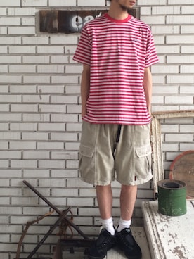 「Gramicci（グラミチ）のアイテム（カーゴパンツ）」を使った、eat_cameさん（メンズ・180cm）の夏コーディネート