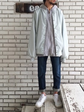 「アイテム（ナイロンジャケット）」を使った、eat_cameさん（メンズ・180cm）の秋コーディネート