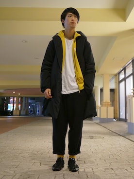 「アディダス(adidas)」｜「アイテム（その他アウター）」を使った、ワタルナスさん（メンズ・182cm）の冬コーディネート